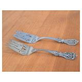 Lot of (2) 8" 157-grams (total) Sterling Silver Pierced Fish / Cold Meat Serving Forks - Francis I by Reed & Barton
