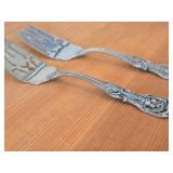 Lot of (2) 8" 157-grams (total) Sterling Silver Pierced Fish / Cold Meat Serving Forks - Francis I by Reed & Barton
