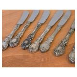 309-grams (total) Mirrorstele Sterling Silver Hollow Handle with Stainless Steel Blade Master Butter Knife 7-1/4", Butter Spreader 6" (x3), Butter Spreading Paddle 6" (x3) - Francis I by Reed & Barton