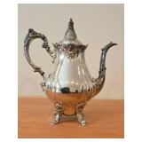 1451-grams Baroque Silverplated Holloware Tea Pot by Wallace / Mid-Century Modern style / #282 10" x 11" x 5"