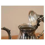 1451-grams Baroque Silverplated Holloware Tea Pot by Wallace / Mid-Century Modern style / #282 10" x 11" x 5"