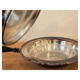 Vintage 12" 1360-grams Silverplated Chafing Dish with Wood Handle (round)