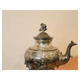 2630-grams Heavy Silverplate (Lifetime) Tilting Tea Pot (Spirit Kettle) by Eton 8" x 8" x 2" with Stand and Spirit Burner (Alcohol)