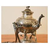 2630-grams Heavy Silverplate (Lifetime) Tilting Tea Pot (Spirit Kettle) by Eton 8" x 8" x 2" with Stand and Spirit Burner (Alcohol)