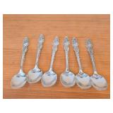 Lot of (6) 5 1/4" 128-grams (total) Sterling Silver Teaspoons - Versailles by Gorham