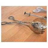 Lot of (3) 138-grams (total) Tongs - Silverplated Swedish Mechanical Tong, Silverplated Sheffield England Serving Tong, Stainless Steel Endurance Small Tong