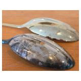 Lot of (6) 858-grams (total) Silverplated Servers - Vintage Ice Scoop, International Salad Forks (x3), International Serving Spoon (x1), Serving Spoon (x1)