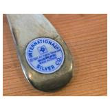 Lot of (6) 858-grams (total) Silverplated Servers - Vintage Ice Scoop, International Salad Forks (x3), International Serving Spoon (x1), Serving Spoon (x1)