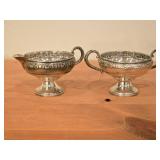 167-grams (total) Sterling Silver Mini Cream and Open Sugar Bowl (Reinforced Weighted) by Revere Silversmiths 2 1/2" x 5"