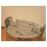 1000-grams (without glass insert) Silver-plated Tin Lidded Ice Bucket with Glass Insert by Eik 6 1/2" x 6 1/4"