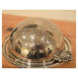 464-grams (w.o glass insert) Silverplated Revolving Dome Butter / Caviar Dish (Sheffield England) 4 1/2" x 6"