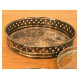 (6) Webster Co. American Art Sterling Silver and Glass Coasters, (1) Silverplated Wine Bottle Coaster