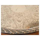 Lot of (2) 635-grams (total) Silverplated Gallery Serving Trays - Vintage  7", W.M. Rogers & Son Spring Fever pattern 12"