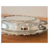 Lot of (2) Vintage 1730-grams (total) Silverplated Covered Vegetable Bowls 10" x 12"