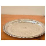 Lot of (2) Vintage 1451-grams (total) Silverplated Round Serving Trays - 15"  by Fales #1779, 12" by W.M. Rogers #161