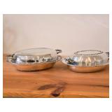 Lot of (2) Vintage 1782-grams (total) Silverplated Covered Vegetable Bowls 8" x 11"