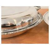 Lot of (2) Vintage 1782-grams (total) Silverplated Covered Vegetable Bowls 8" x 11"