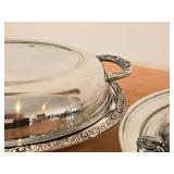Lot of (2) Vintage 1782-grams (total) Silverplated Covered Vegetable Bowls 8" x 11"