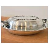 Lot of (2) Vintage 1782-grams (total) Silverplated Covered Vegetable Bowls 8" x 11"