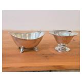 458-grams (total) Denmar Silverplated Compote Dish #435 5"Dx3", Vintage Mid-Century style Footed Oval Silverplated Serving Bowl 6"x5"x2-1/2"