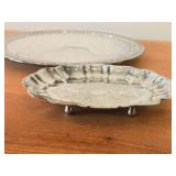 Lot of (3) 590-grams (total) Silverplated Dishwares by Wallace - 10" Plate #6543, 6-1/2" x 5" Oval Footed Scalloped Edge Dish, 6-1/2" Round Bowl