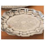 Lot of (3) 590-grams (total) Silverplated Dishwares by Wallace - 10" Plate #6543, 6-1/2" x 5" Oval Footed Scalloped Edge Dish, 6-1/2" Round Bowl