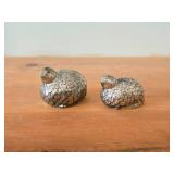 Vintage 322-grams (total) Quail Bird theme Pewter Silverplated Salt and Pepper Shakers by Gucci (1970