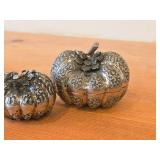 Lot of (2) Vintage 187-grams (total) Pumpkin theme 900 Silver Betel Boxes (Cambodia)