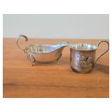 Vintage 227-grams (total) Sterling Silver Sauce Boat, Christening Mug