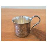 Vintage 227-grams (total) Sterling Silver Sauce Boat, Christening Mug