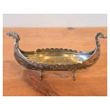 Vintage 260-grams Viking Ship theme Sterling Silver Salt Cellar 10" x 3 1/2" x 5"
