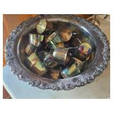 Silverplated Punch Bowl 9" x 18" with (19) Cups