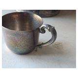 Silverplated Punch Bowl 9" x 18" with (19) Cups