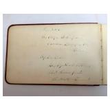 Antique Autograph Album with Handwritten Inscriptions, Red Cover & 
