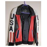 Vintage Pelle USA American Flag Leather Jacket ~ size L
