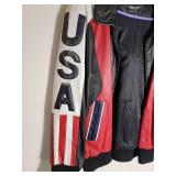 Vintage Pelle USA American Flag Leather Jacket ~ size L