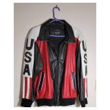 Vintage Pelle USA American Flag Leather Jacket ~ size L