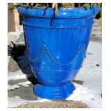 Large Vibrant Blue Ceramic Planters, pair