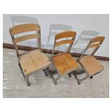 Vintage Industrial School Chairs, Set of Three