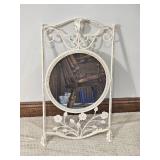 Vintage White Wrought Iron Floral Accent Mirror (15" X 25")