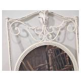Vintage White Wrought Iron Floral Accent Mirror (15" X 25")