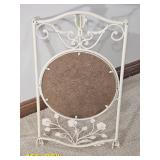 Vintage White Wrought Iron Floral Accent Mirror (15" X 25")