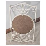 Vintage White Wrought Iron Floral Accent Mirror (15" X 25")