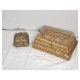 Ornate Gilt Decorative Boxes with Velvet Lining