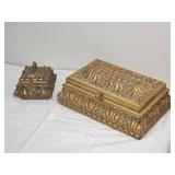 Ornate Gilt Decorative Boxes with Velvet Lining