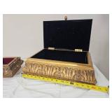 Ornate Gilt Decorative Boxes with Velvet Lining