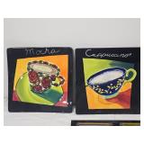 Coffee & Espresso Theme Decorative Plates with Coordinating Wall Hook Rack