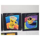 Coffee & Espresso Theme Decorative Plates with Coordinating Wall Hook Rack