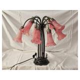Pond Lily Glass Shade Table Lamp with Bronze Finish Base