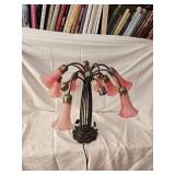 Pond Lily Glass Shade Table Lamp with Bronze Finish Base